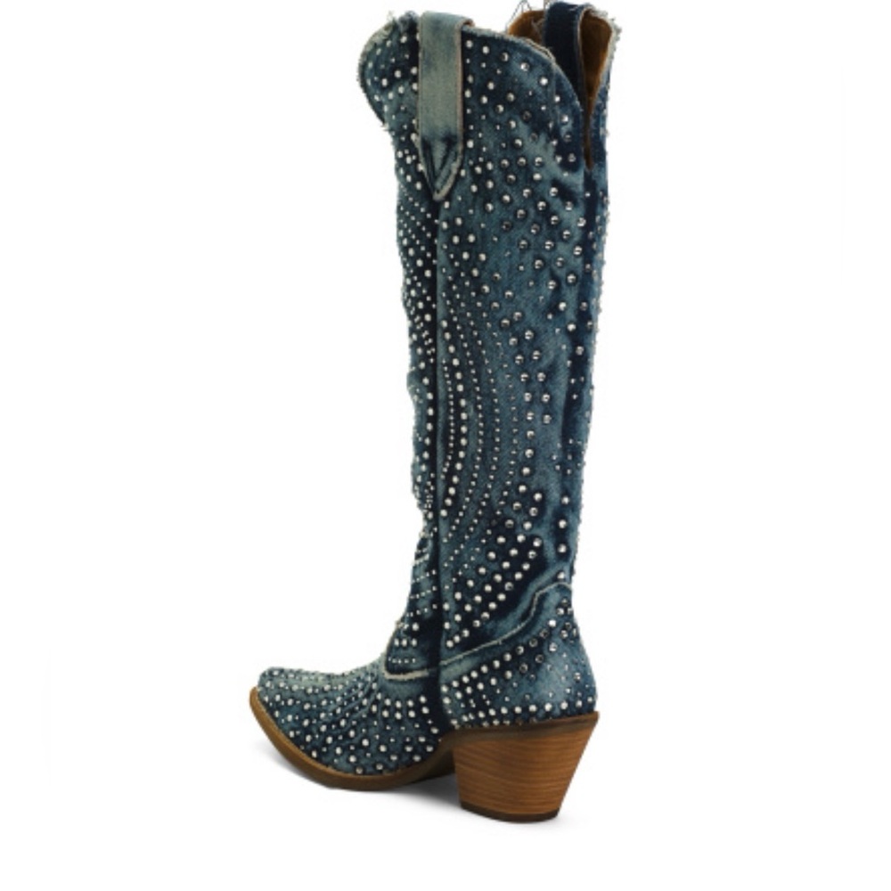 DINGO WOMEN'S HONKYTONK HONEY TALL DENIM BOOTS - SNIP TOE - Picture 2 of 4